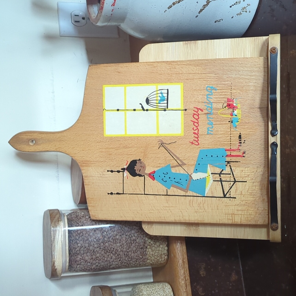 Tuesday Mending 19 Nevco Chore days of the Week Cutting Board Mid-century 1960